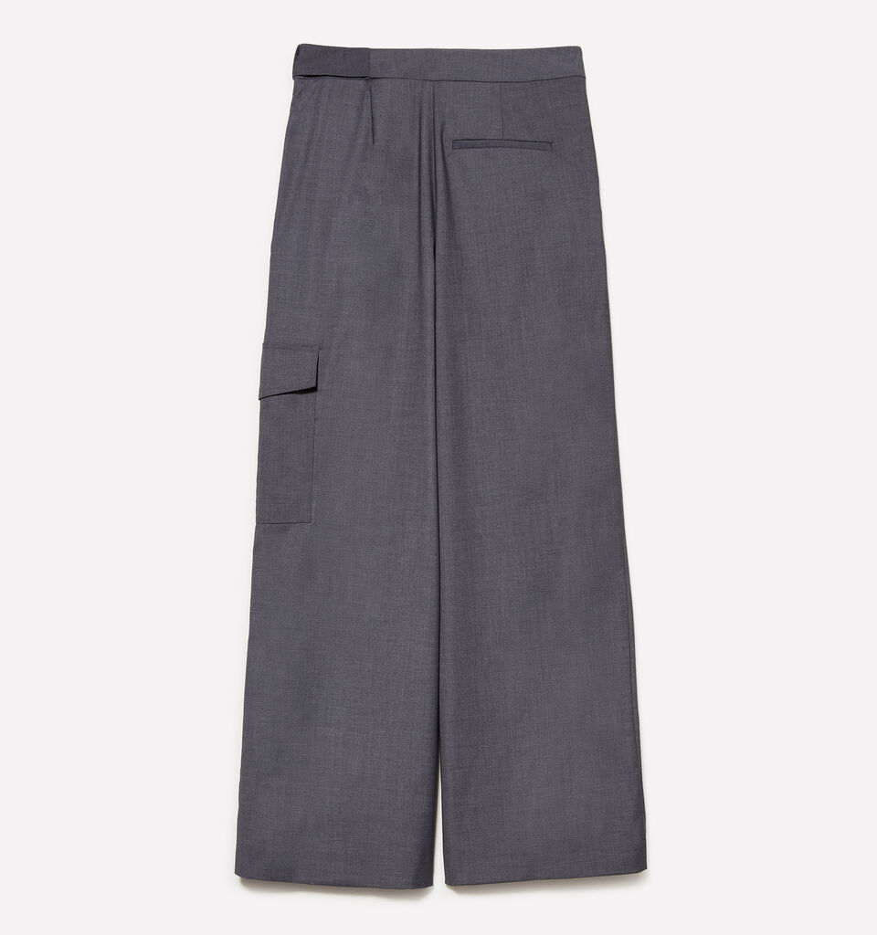Gray sarong trousers - women's palazzo trousers - Dark Gray | Sisley image number 6